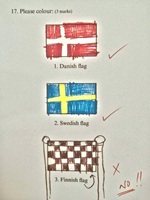 Exam - Please color flags Danish Swedish Finnish